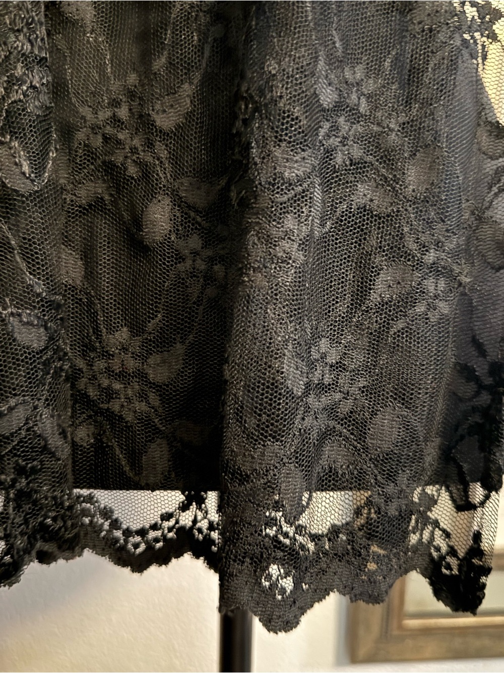 VTG A. Brod Black Sheer Floral Lace Long Scarf Made in USA Goth Coquette - Picture 7 of 7